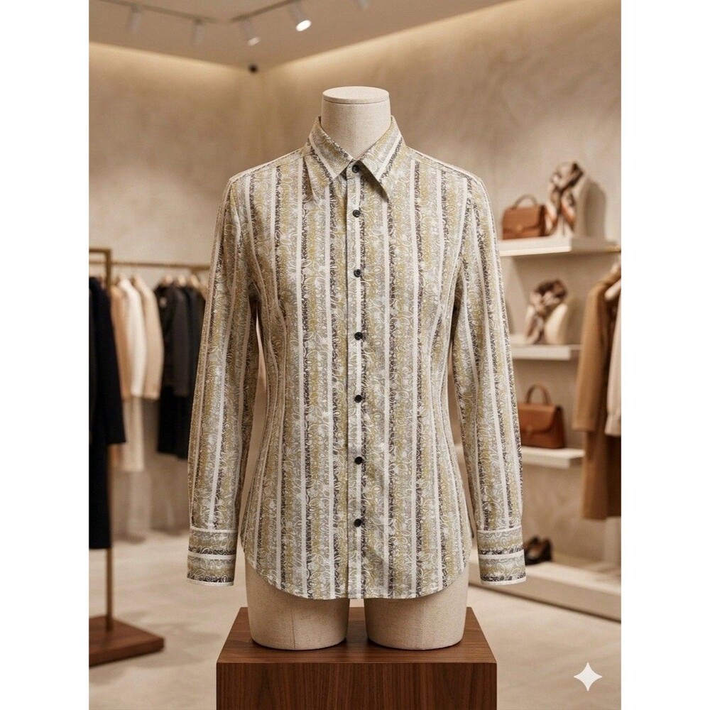 Ben Sherman Vintage Women's Shirt, Size M – Long-Sleeve Paisley Print Blouse